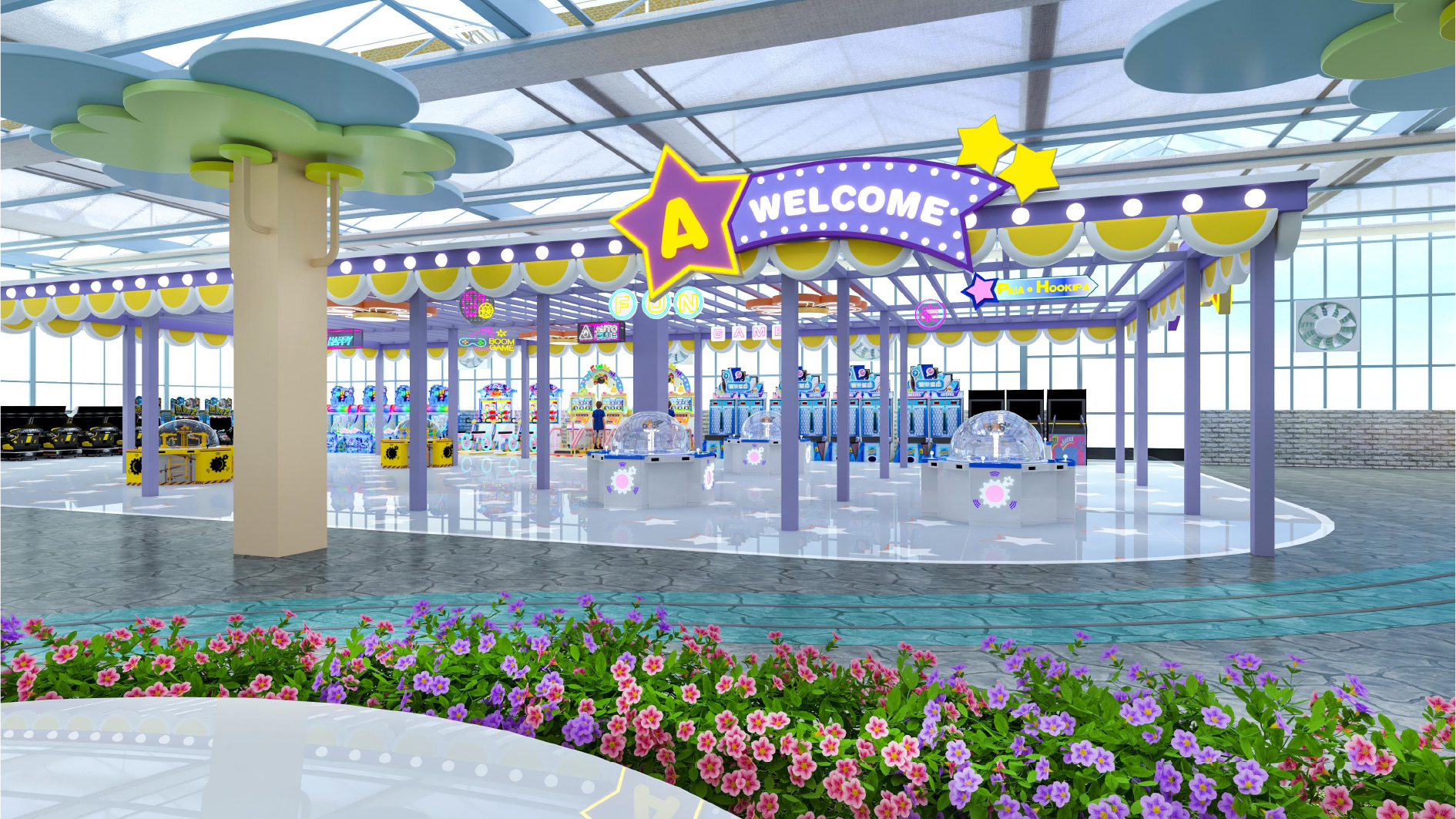 Interior amusement park design illustration