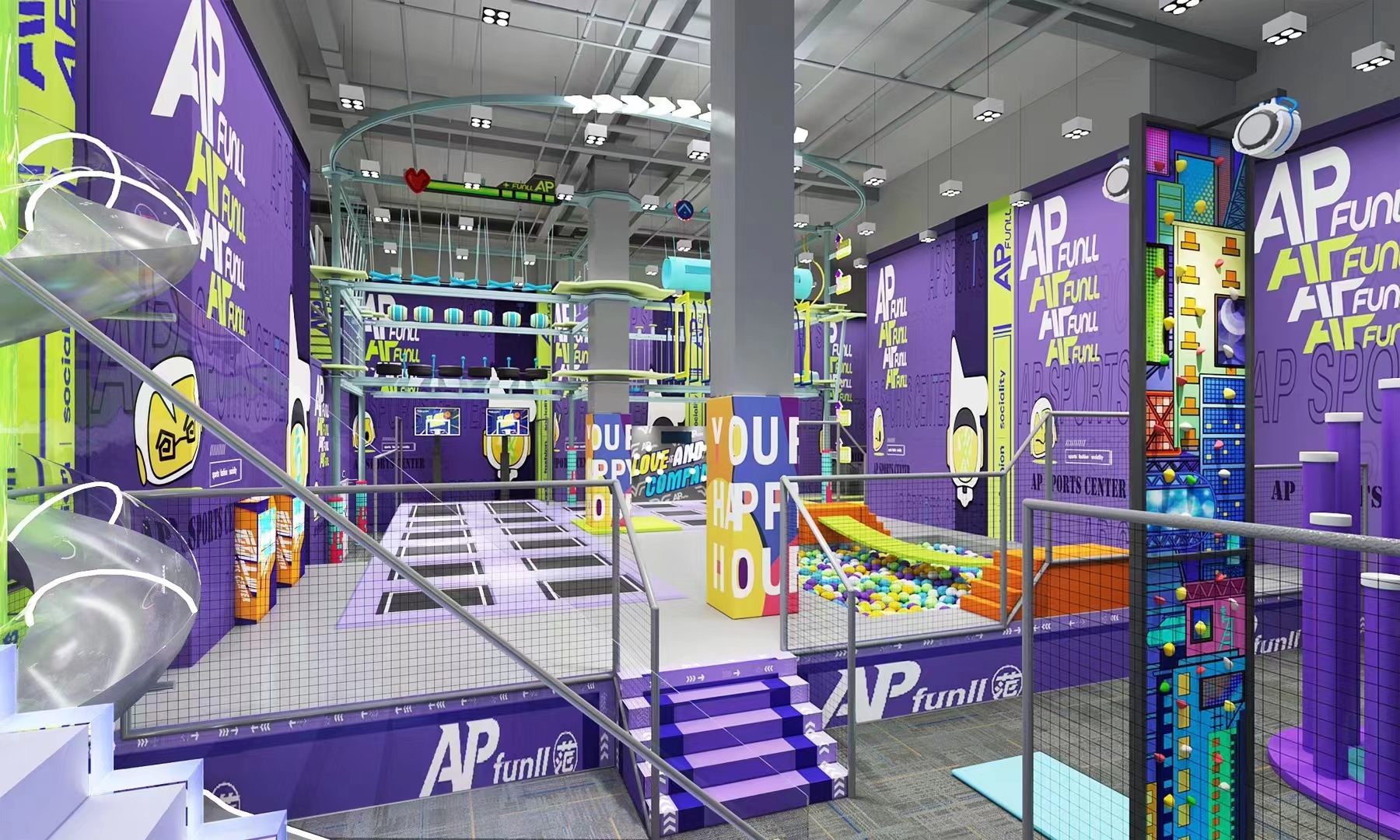 Interior amusement park design illustration