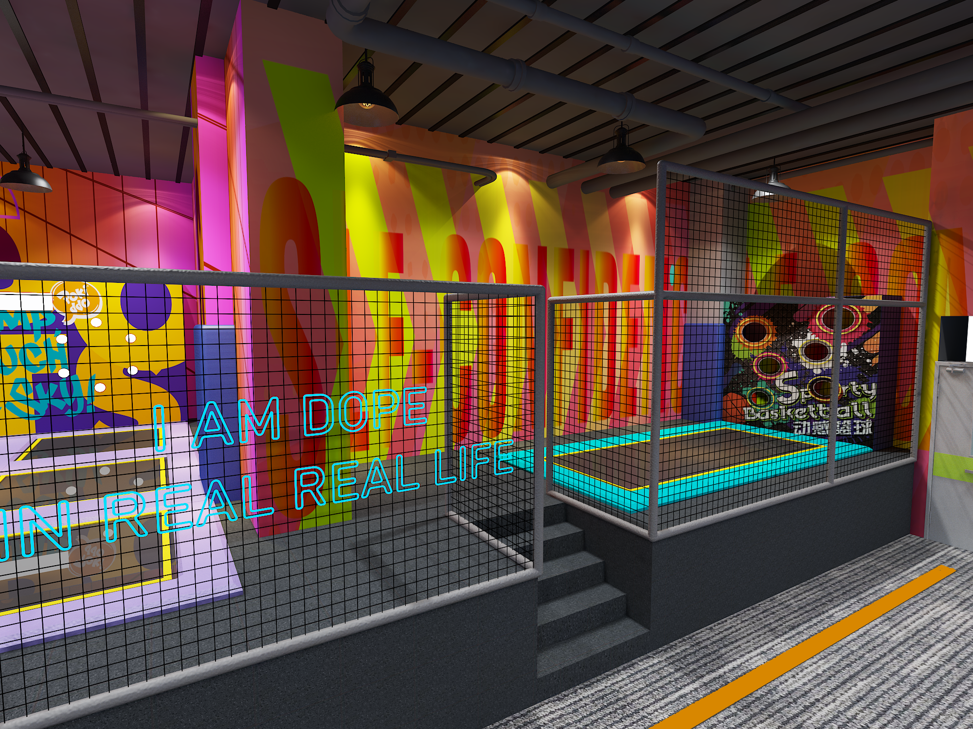 Interior amusement park design illustration