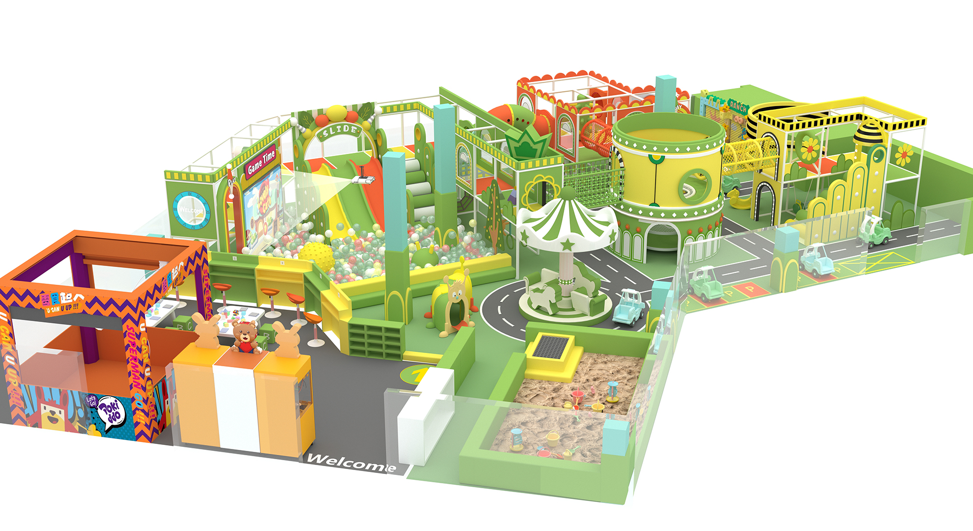 Interior amusement park design illustration