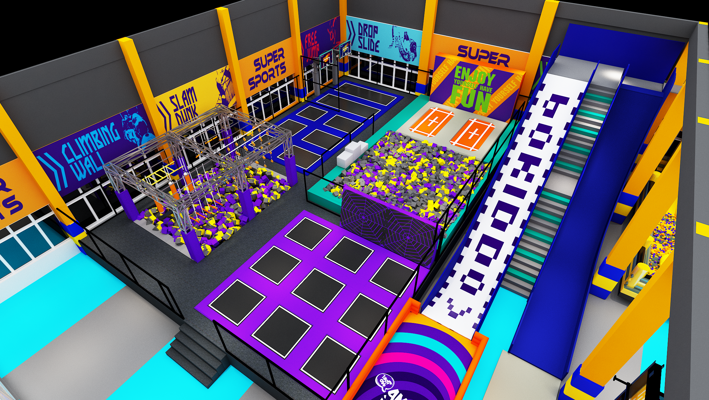 Interior amusement park design illustration