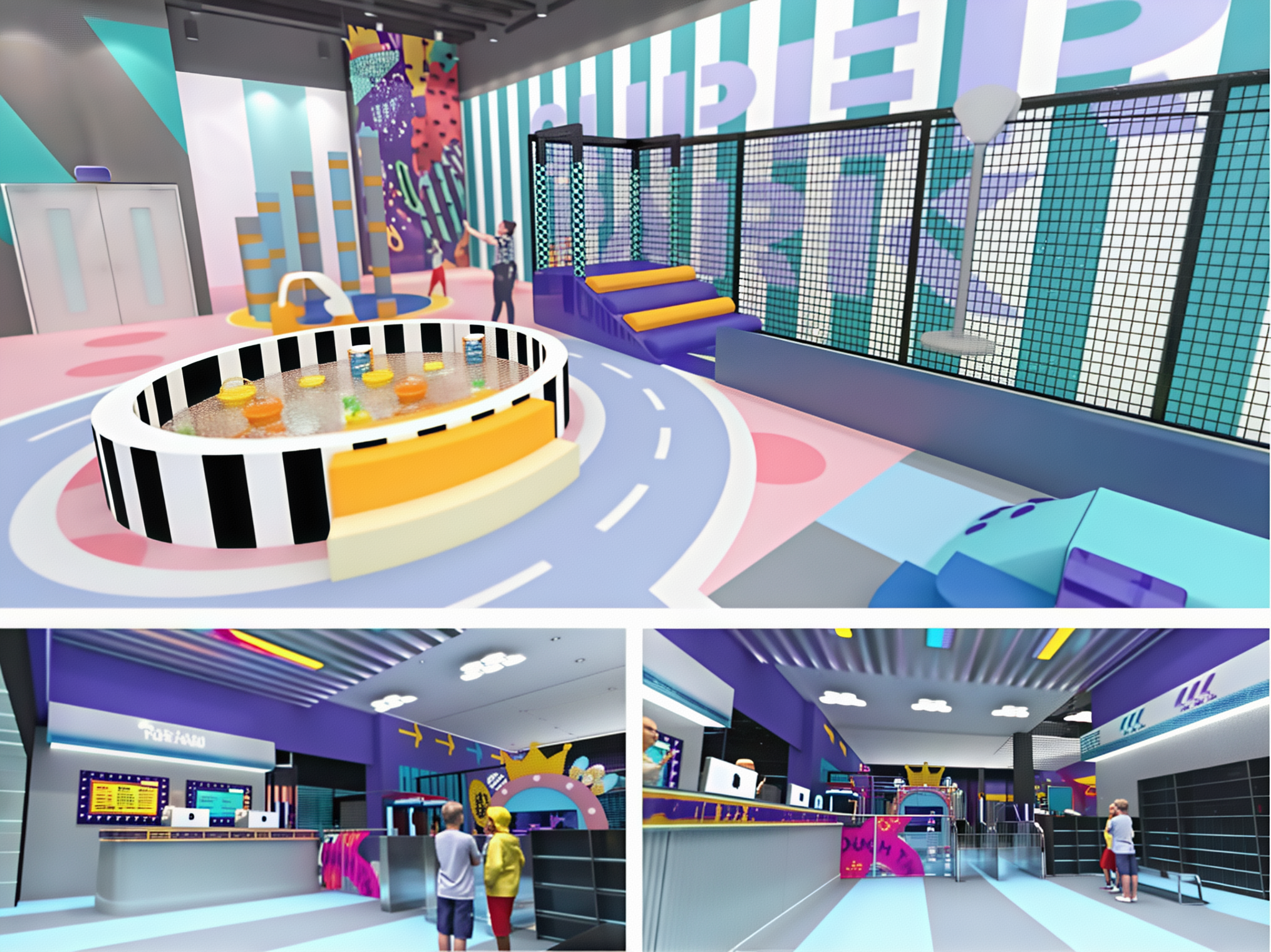 Interior amusement park design illustration