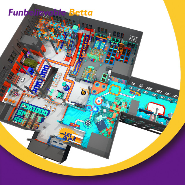 Bettaplay 3000 Sqm High-Quality Kids Child Area Neon Amusement Park Indoor Playground Factory Custom Soft Play Equipment with LED Slide