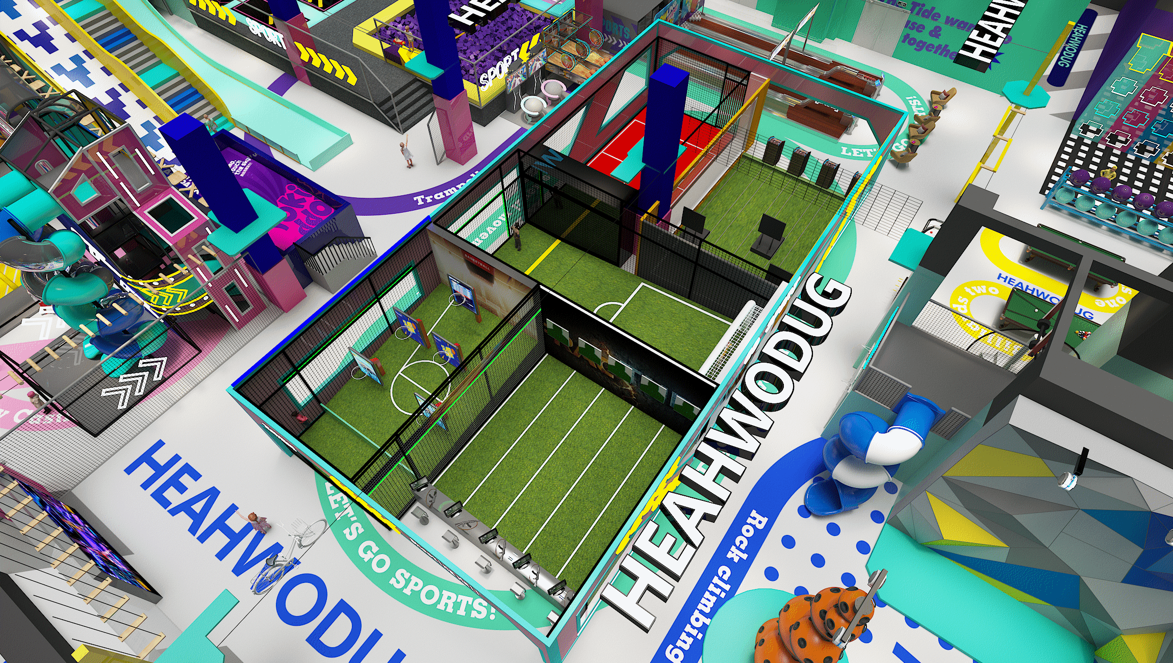 Interior amusement park design illustration