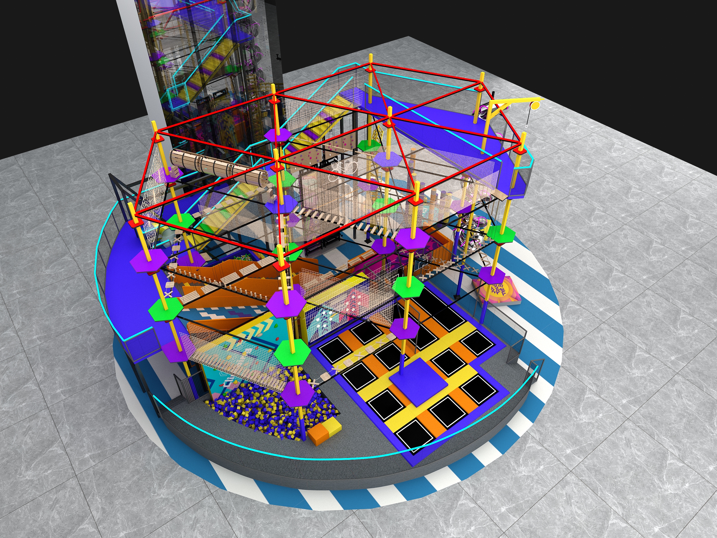 Indoor amusement park effect drawing