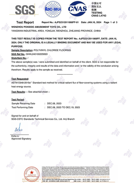Floor Vinyl Flame Retardancy Test Report