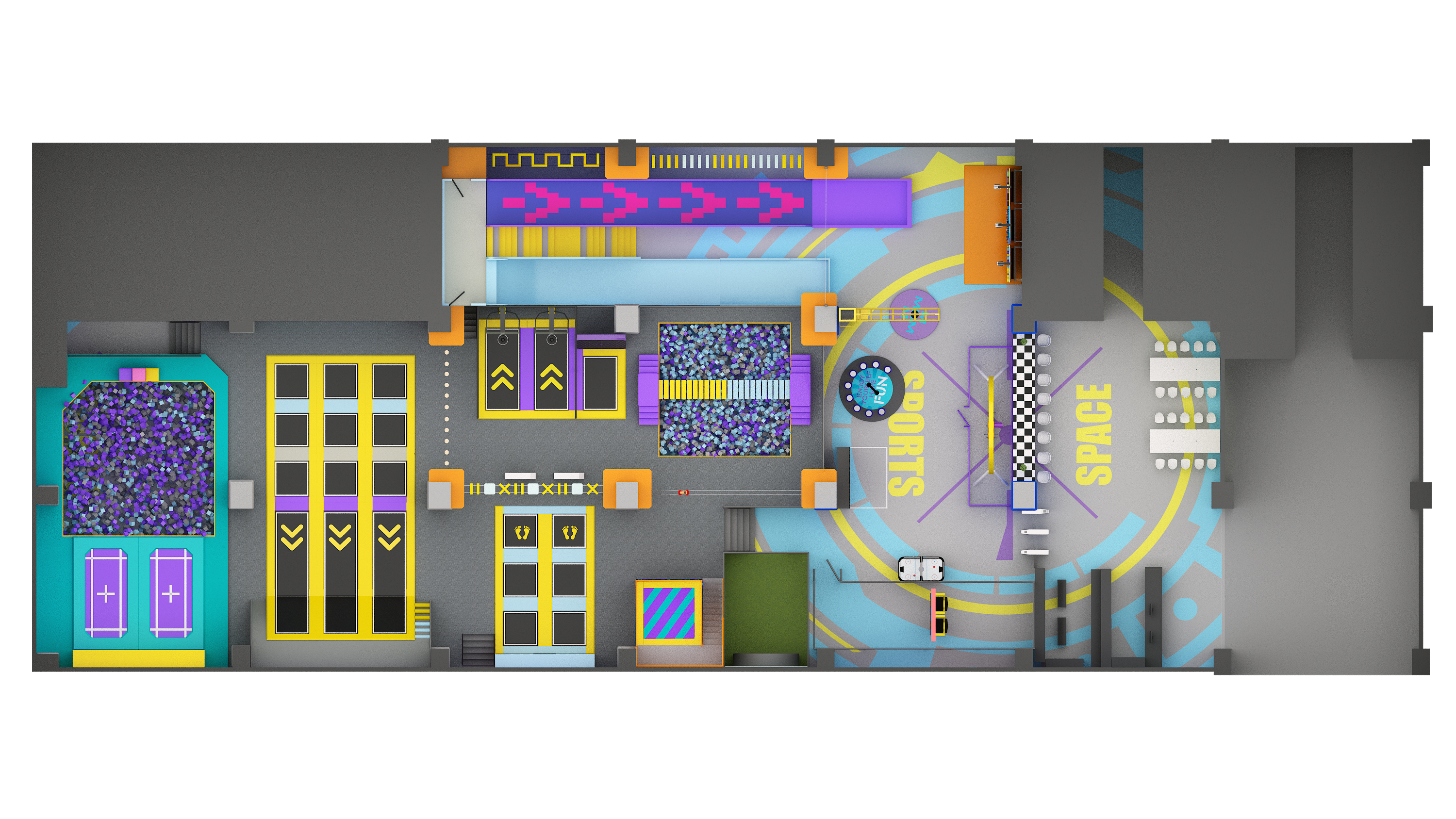 Interior amusement park design illustration