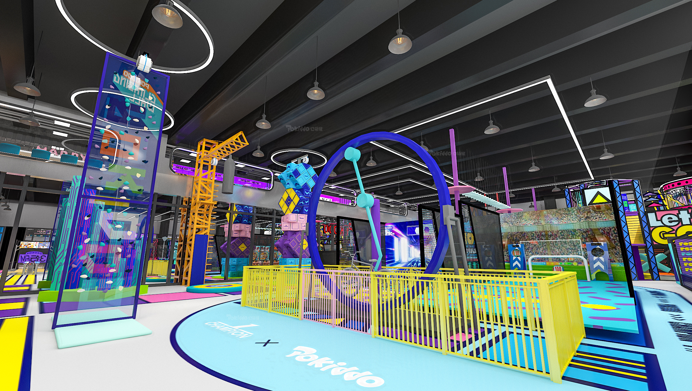 Interior amusement park design illustration