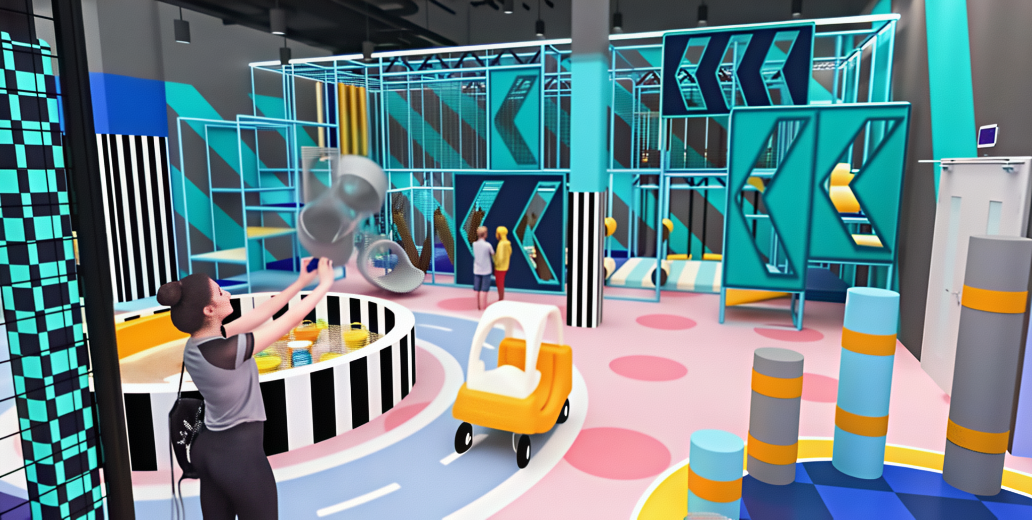Interior amusement park design illustration