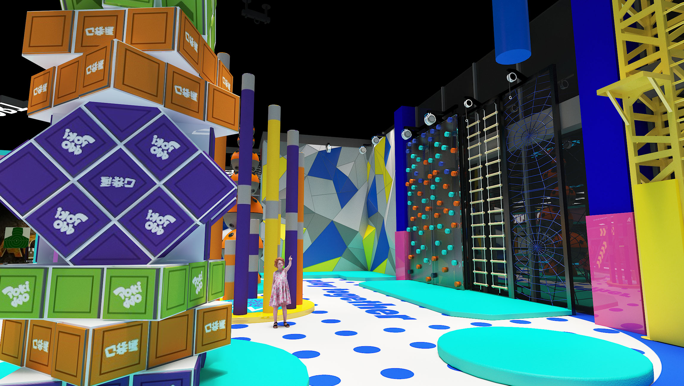 Interior amusement park design illustration