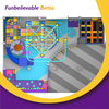 Bettaplay 550 SQM Commercial Indoor Wall Obstacle Ropes Course Playground Indoor Curved Horn Slide 