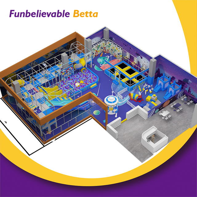 Bettaplay 325 SQM Commercial Space Astronaut Themed Indoor Playground Kids Soft Play Naughty Castle with Slide Ball Pit Trampoline