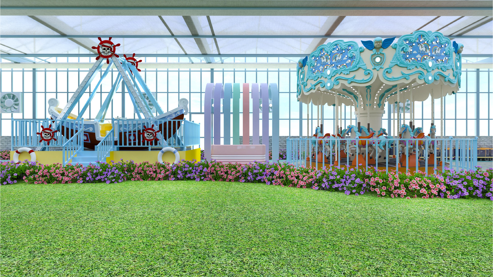 Interior amusement park design illustration