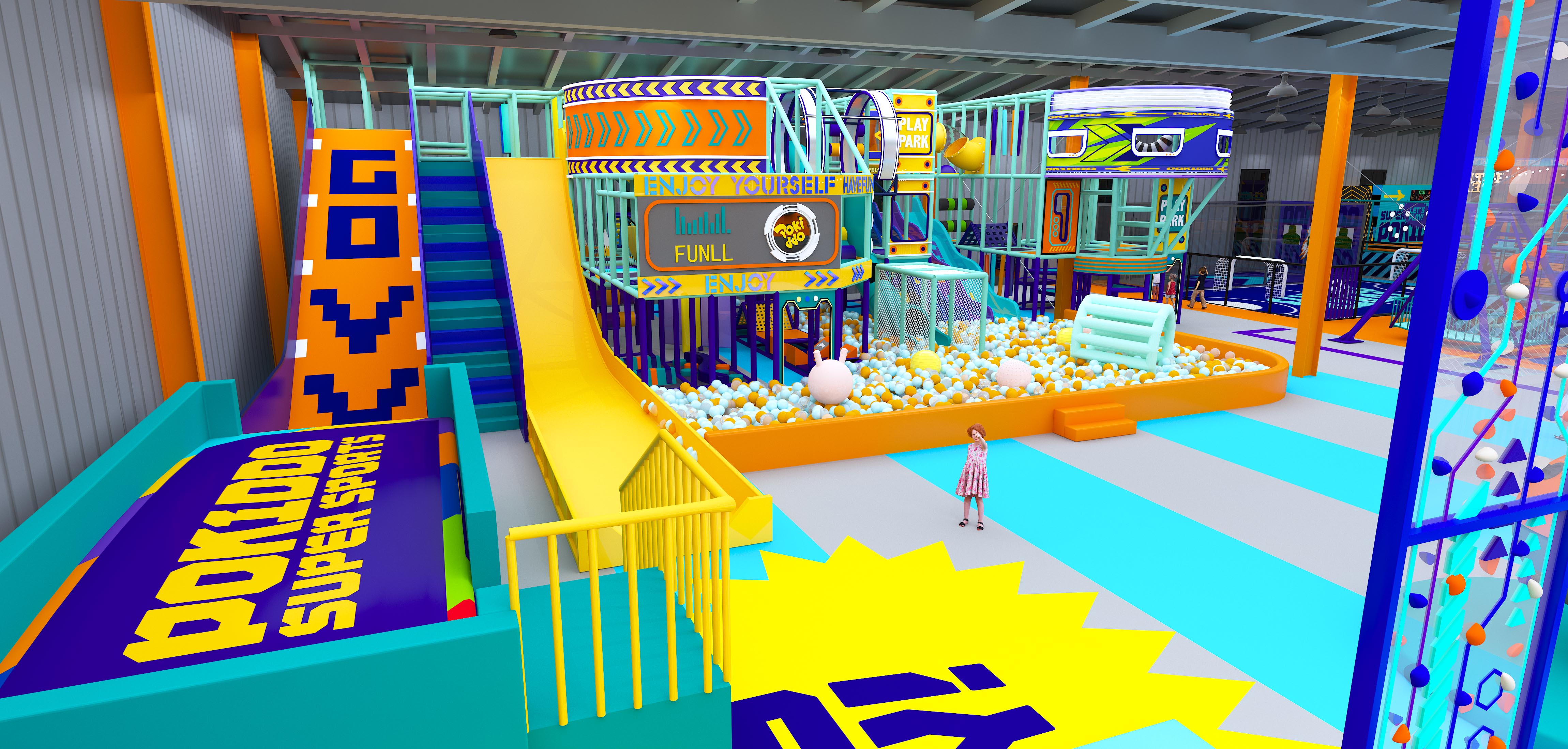 Interior amusement park design illustration