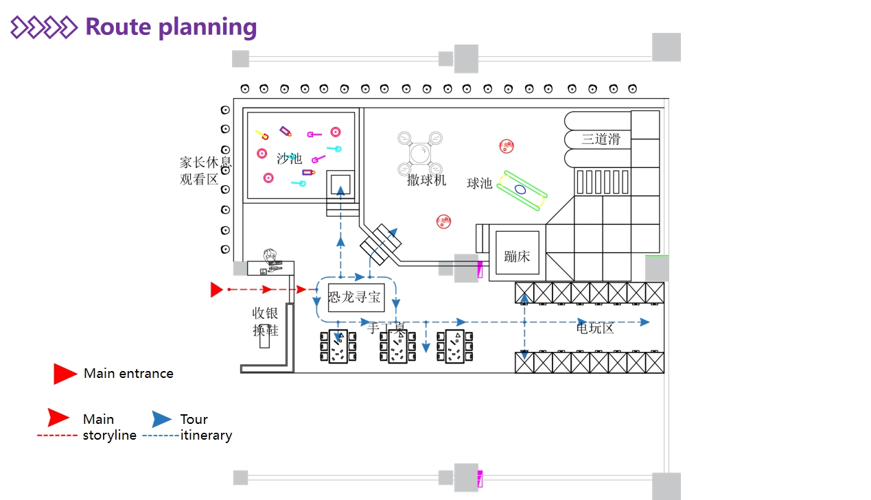 Interior amusement park design drawing