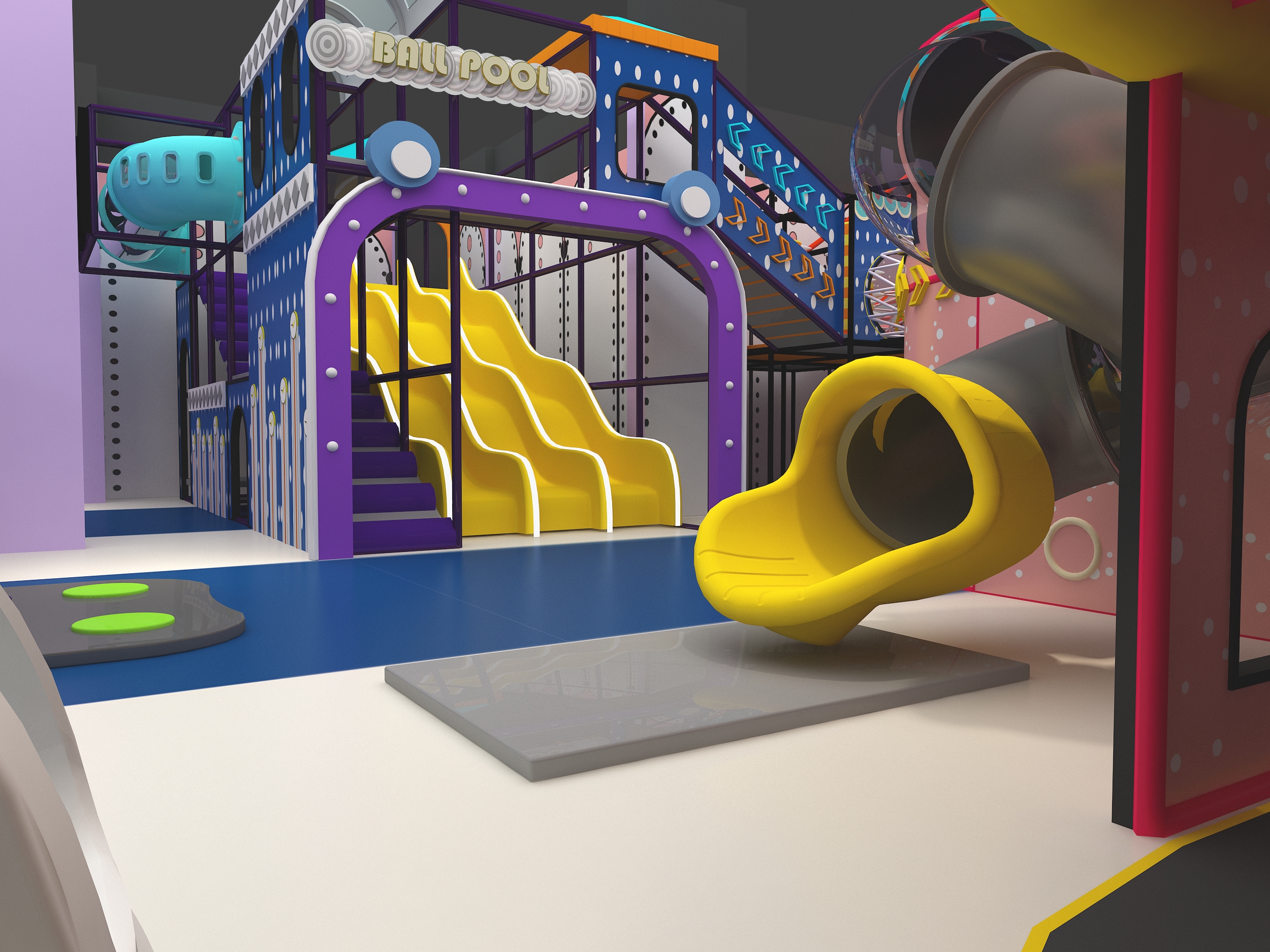 Interior amusement park design illustration