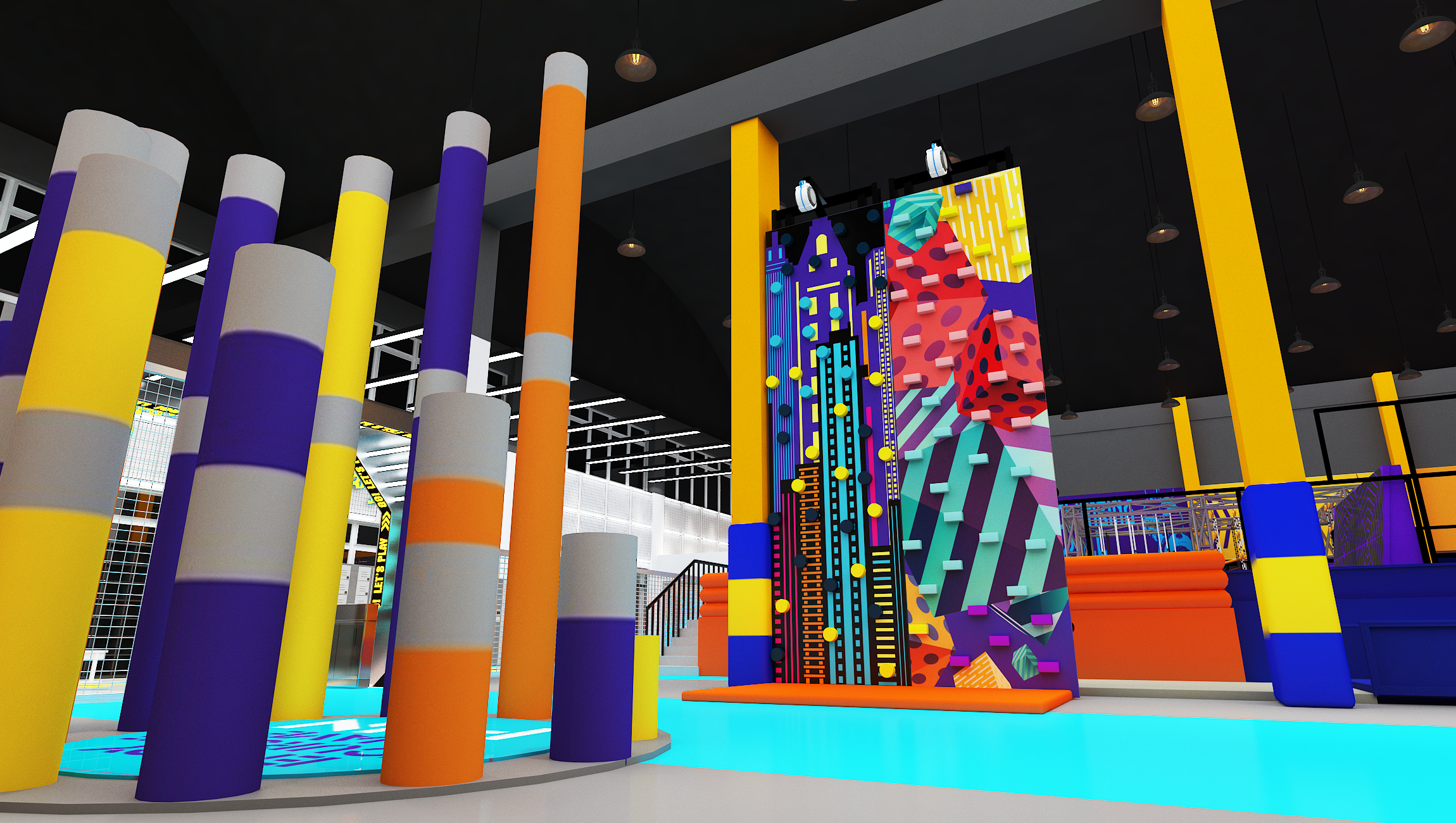 Interior amusement park design illustration