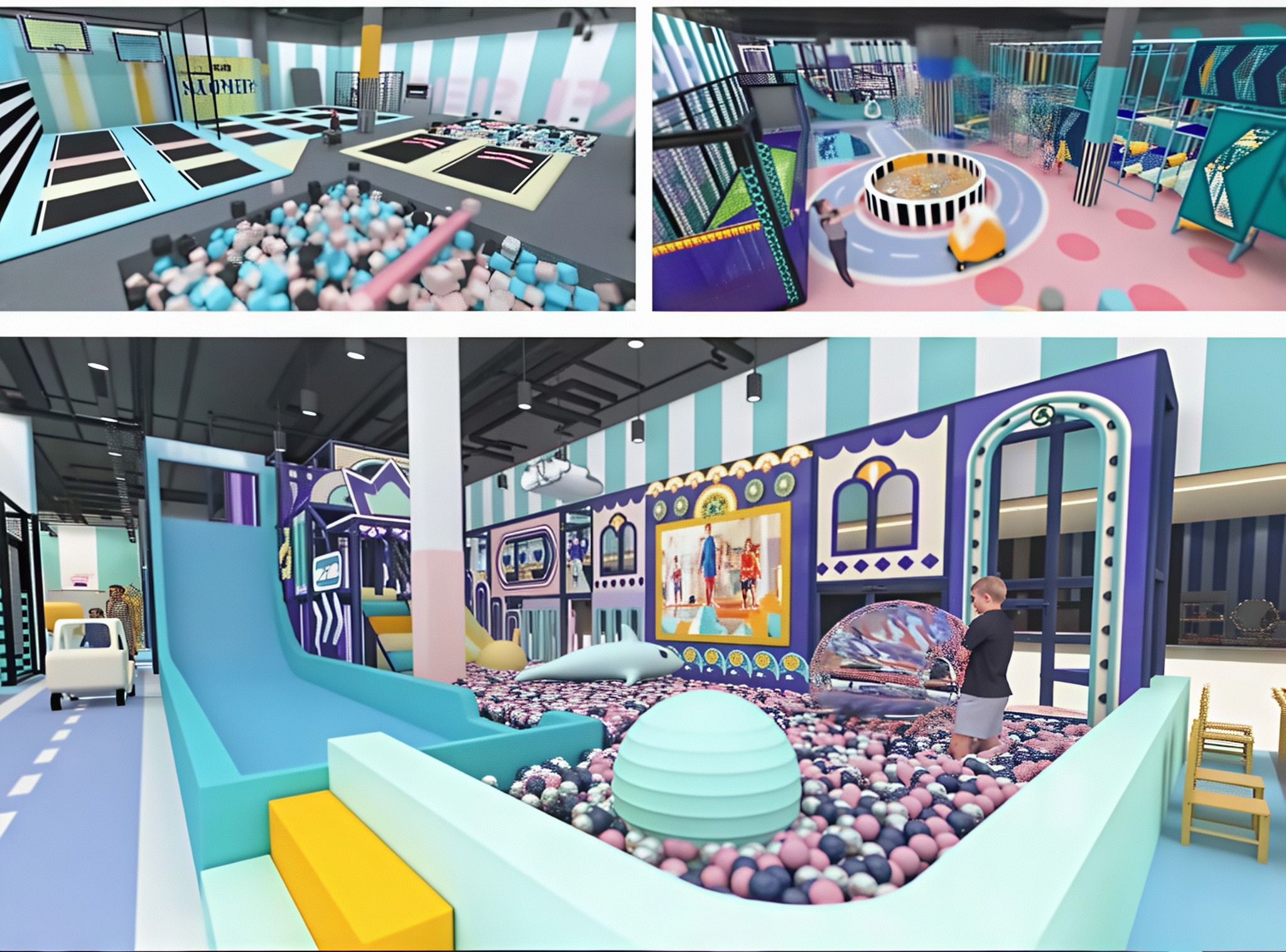 Interior amusement park design illustration