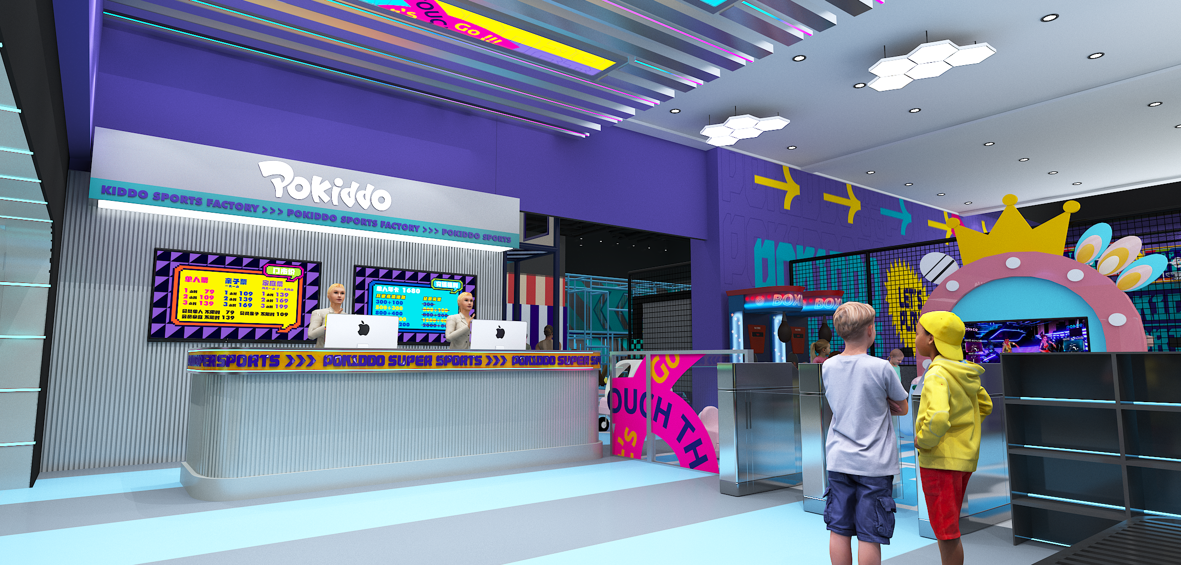 Diseño de tiendas de parques de diversiones en interiores