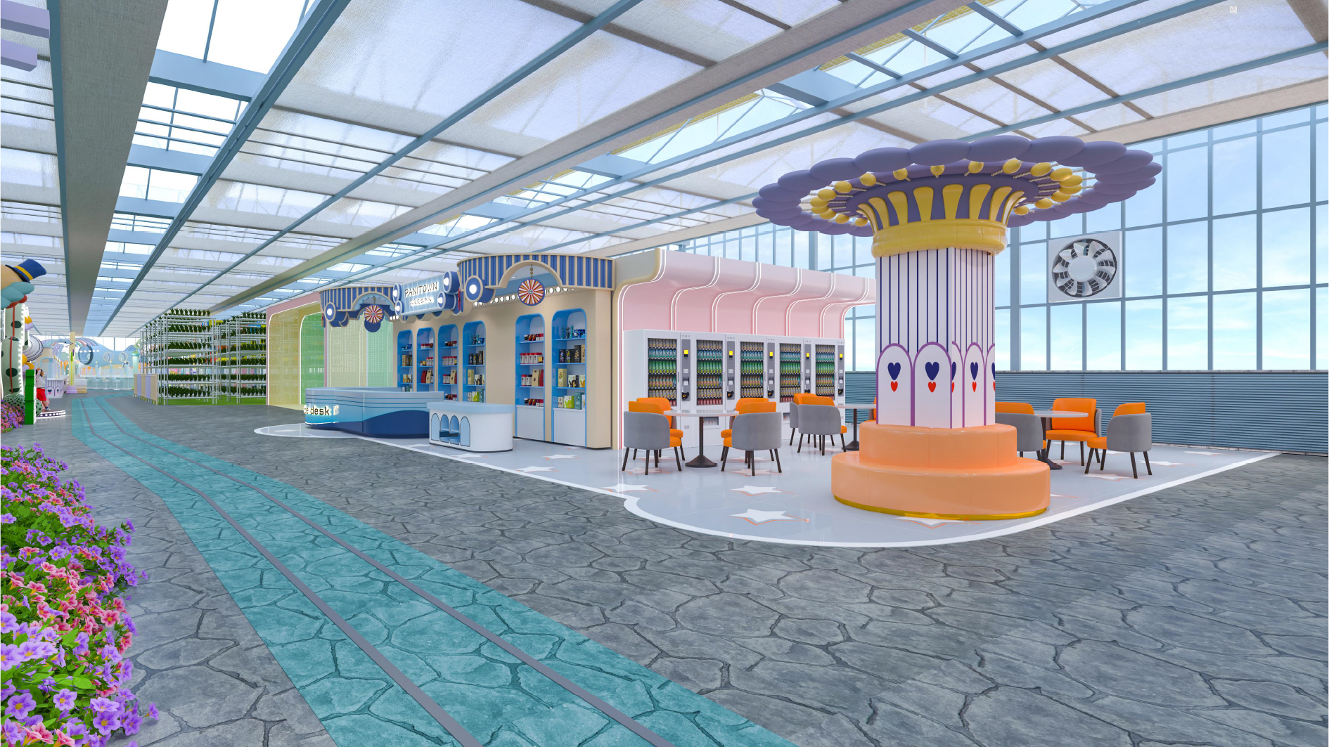 运动蚂蚁&middot;儿Interior amusement park design illustration