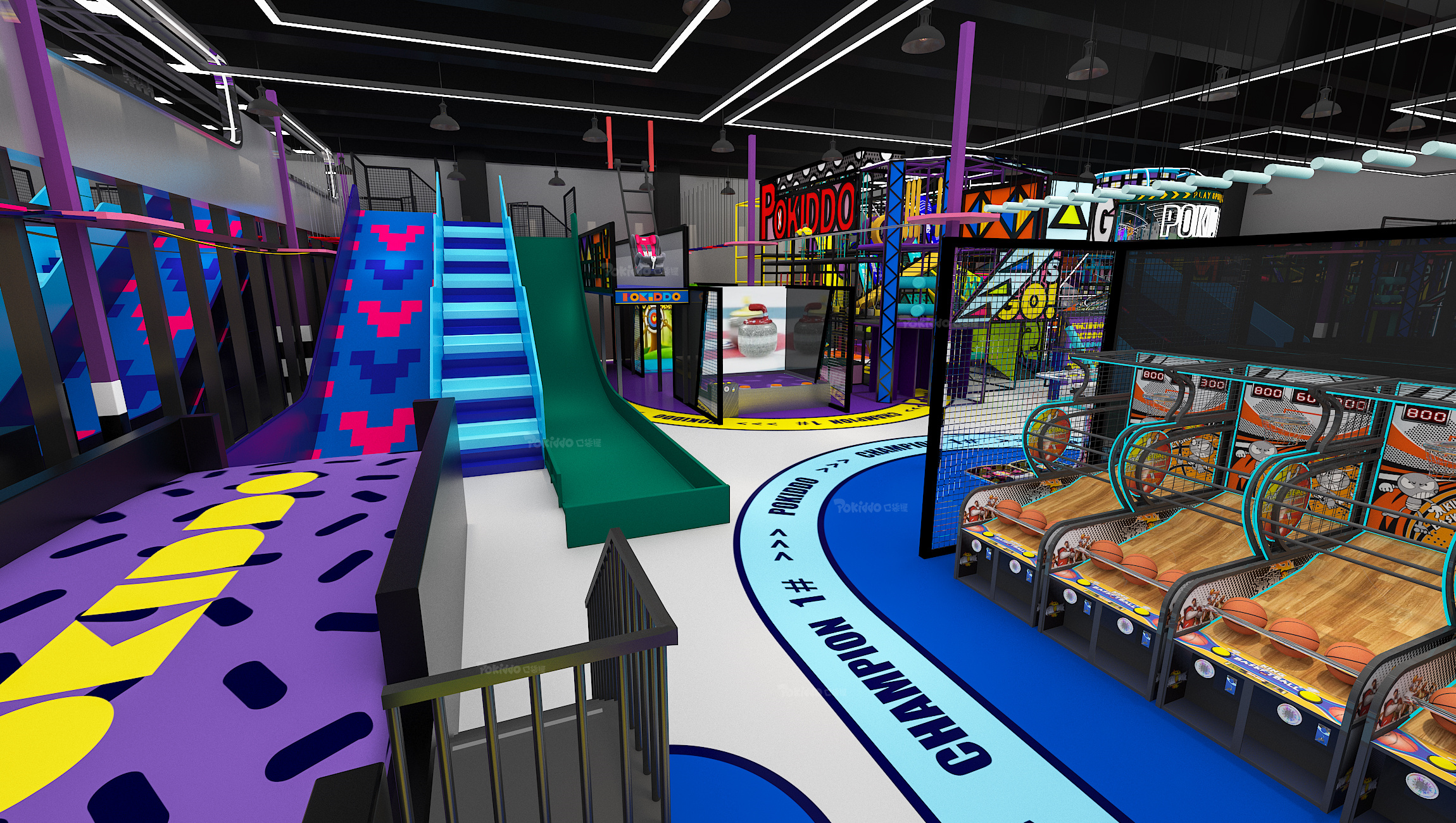 Interior amusement park design illustration