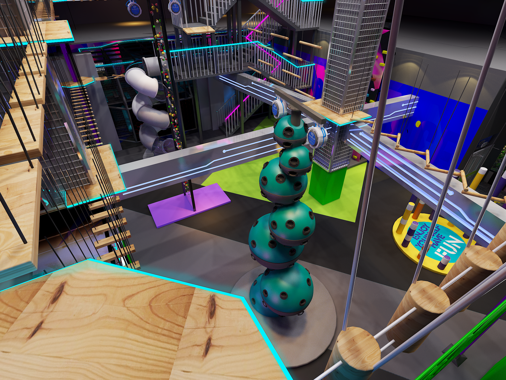 Interior amusement park design illustration
