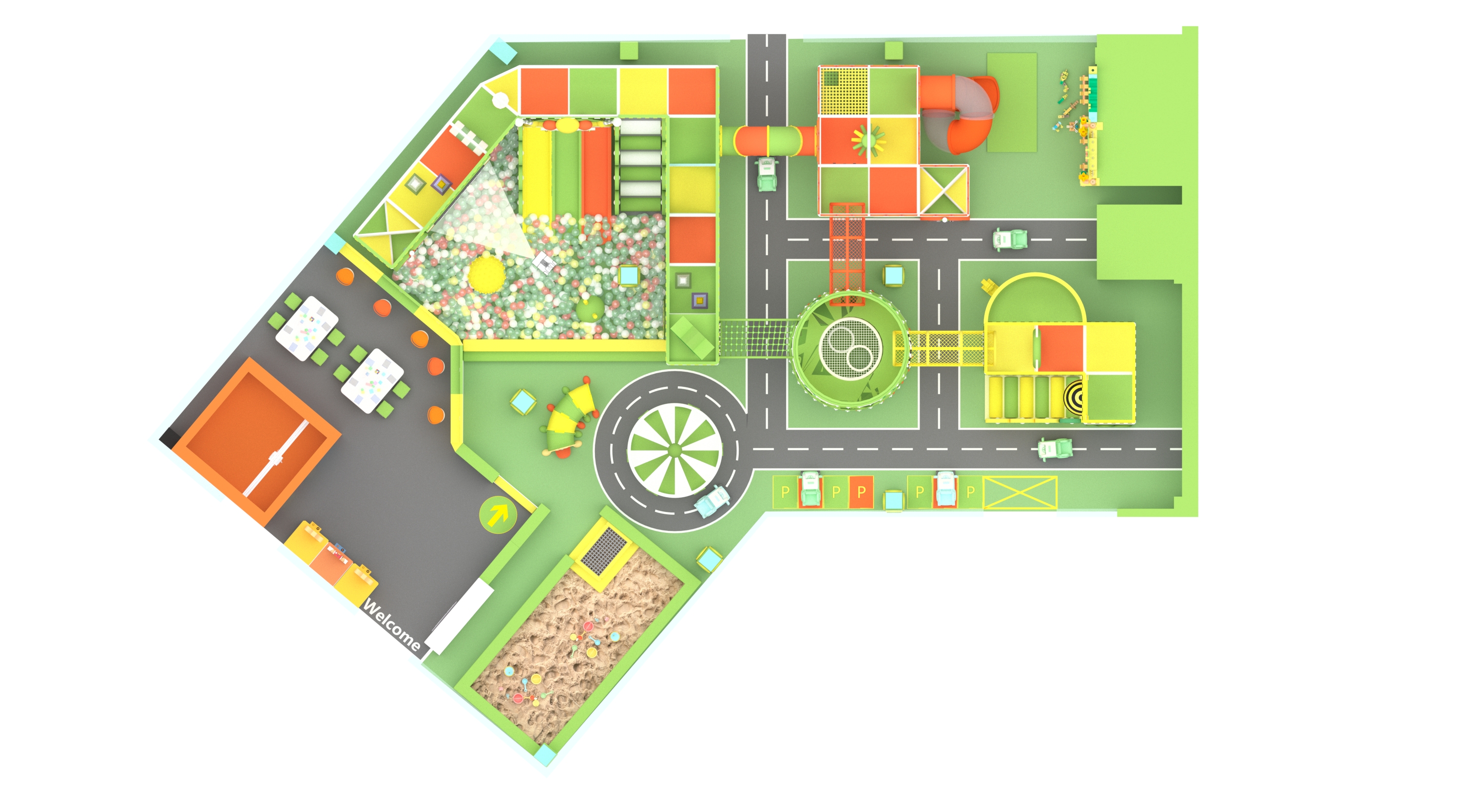 Interior amusement park design illustration