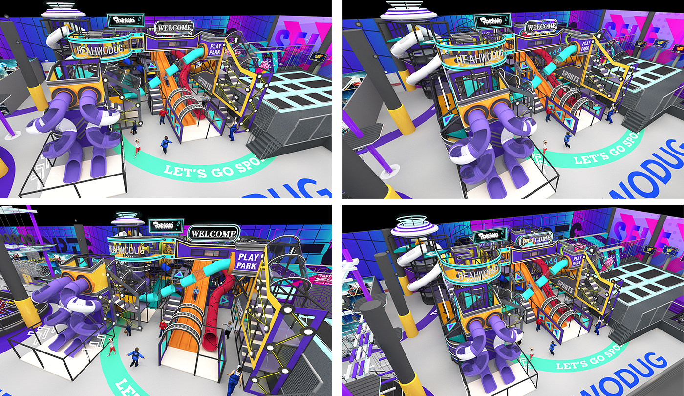 Interior amusement park design illustration