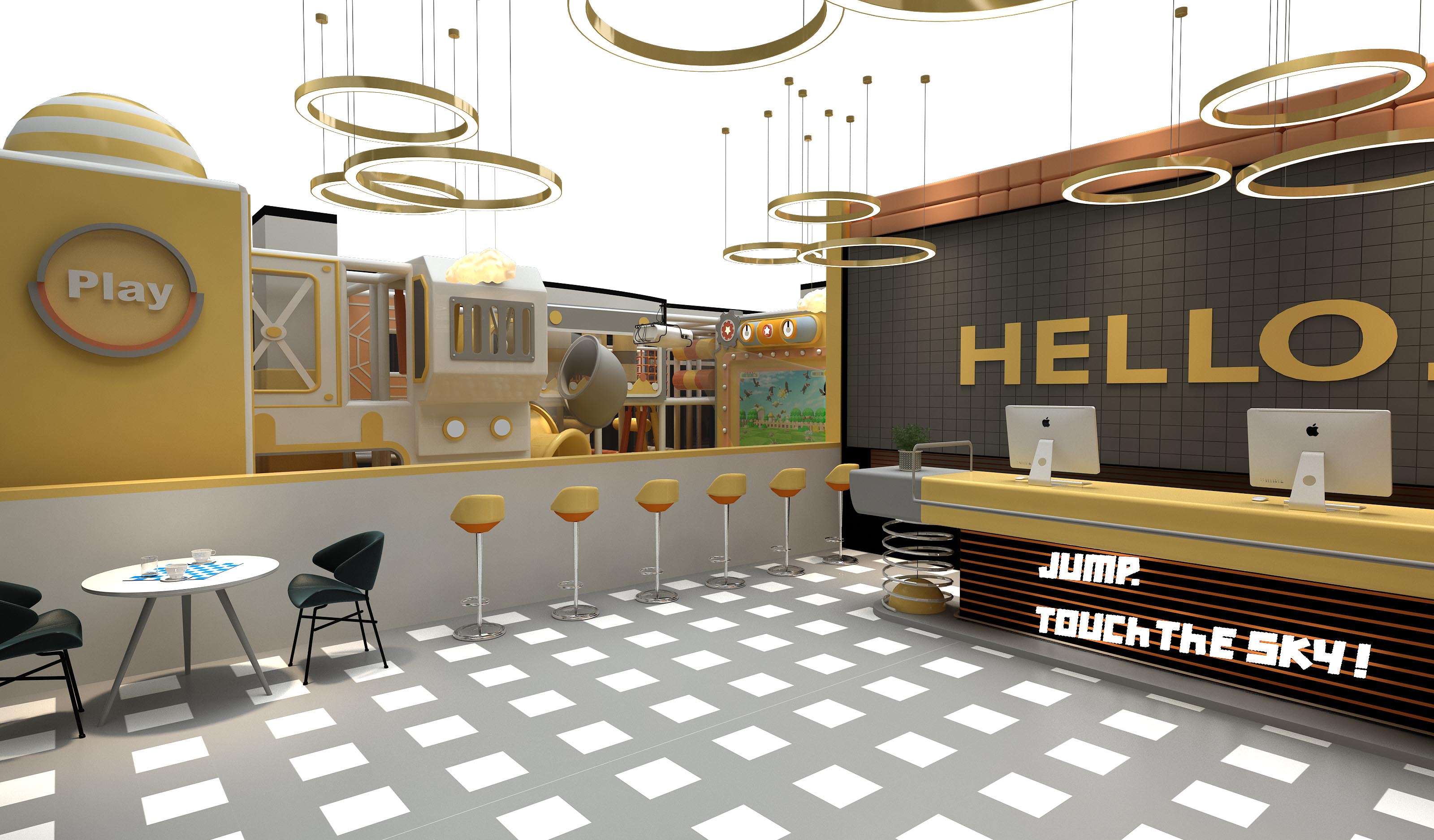 Interior amusement park design illustration