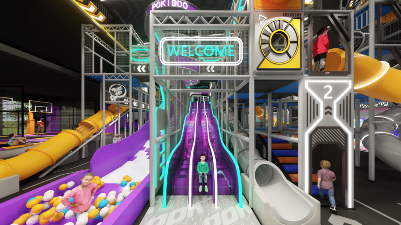 Interior amusement park design illustration