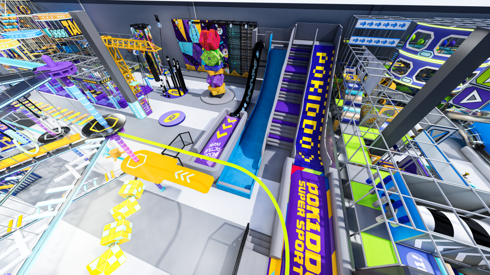 indoor donut slide with crazy equipment