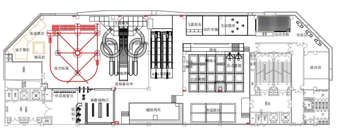 indoor park jumping trampoline area