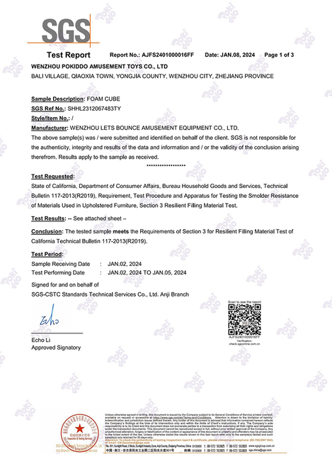 Sponge Flame Retardancy Test Report