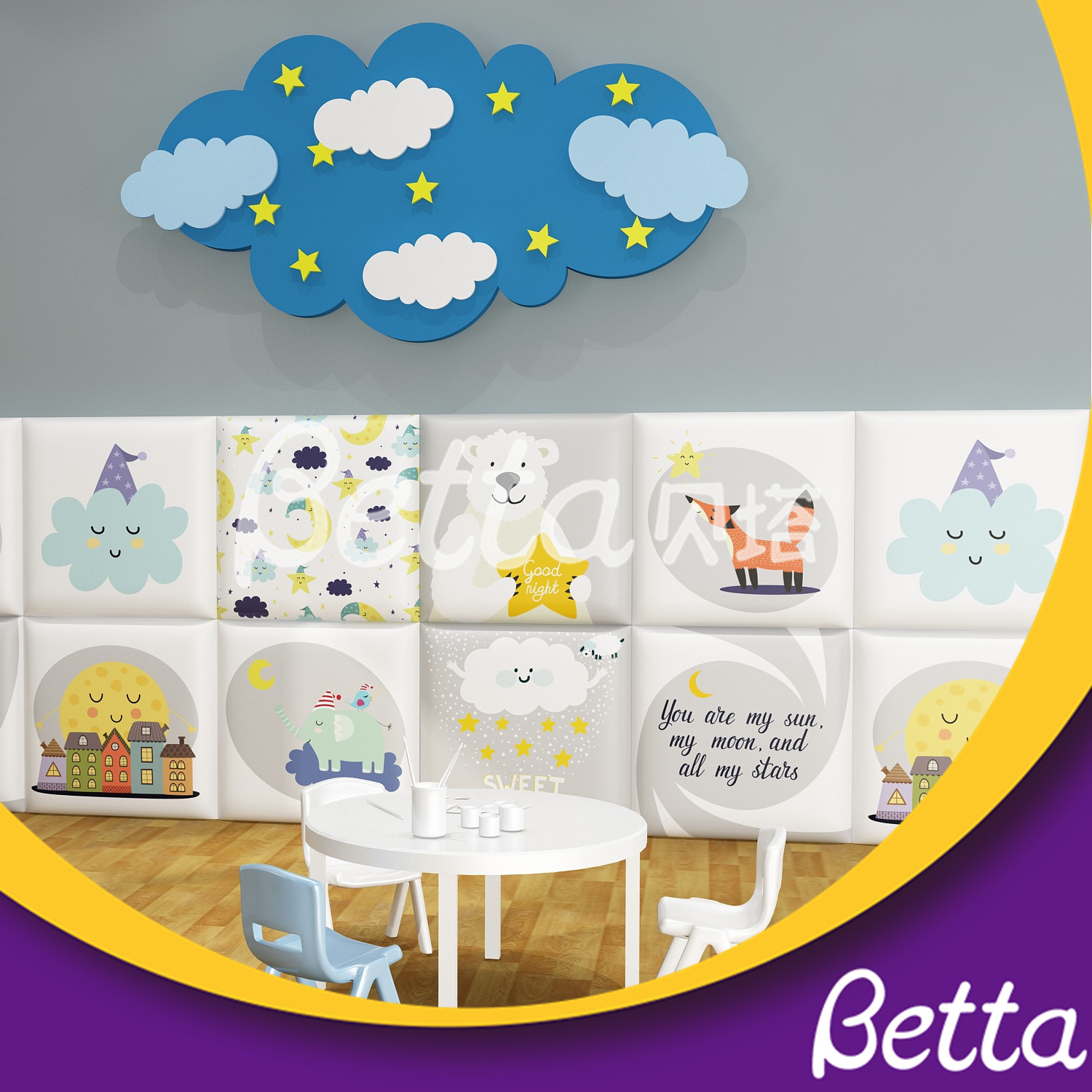 Soft Wall Customized Safety Good Night Wall for Kids Room